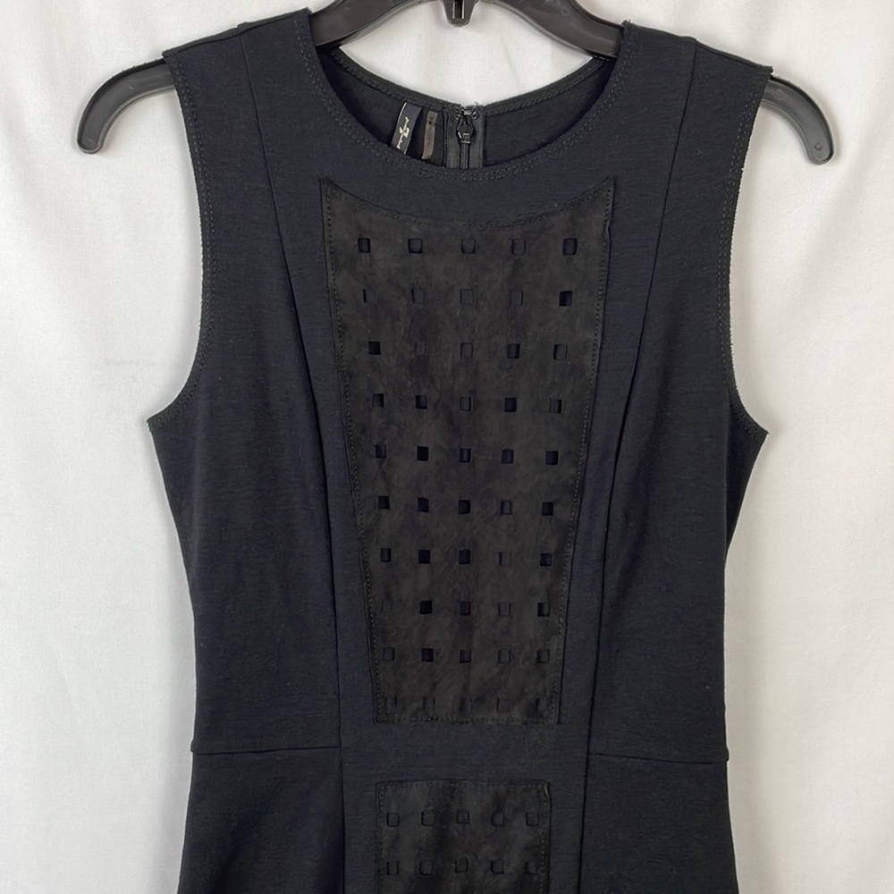 7 For All Mankind Black Sleeveless Dress w/Leather Detail Down Front - Size XS